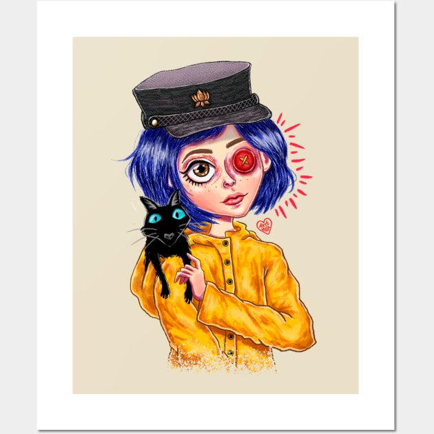 Coraline and Cat Wall Art by artemysa